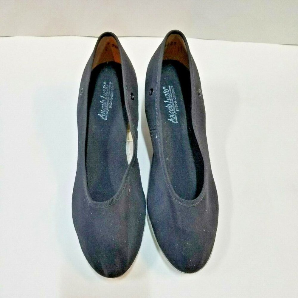 Angelo Luzio 902 Women's Size 5.5B Black Canvas Slip-On Ballroom Pumps Exam Shoe